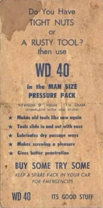 Name:  Motoring WD40 ad 1964.. 12095075_10206428839632868_1030526606369088147_o (357x720).jpg
Views: 1334
Size:  48.2 KB