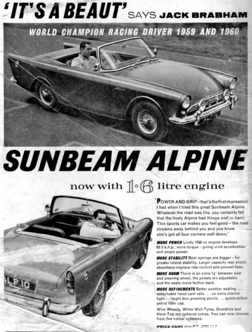 Name:  Jack Brabham. Sunbeam Alpine ad..jpg
Views: 1850
Size:  172.7 KB