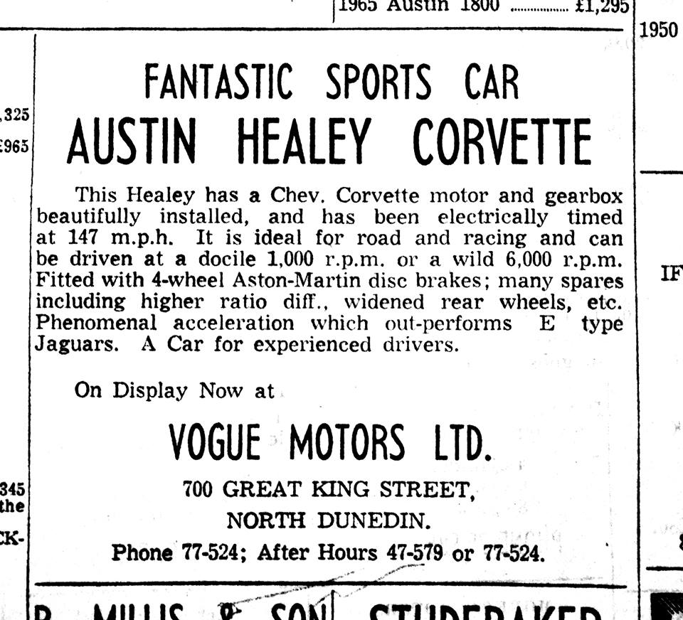 Name:  AH 100 - Healey - Corvette #12 For Sale advert Allan Dick .jpg
Views: 816
Size:  128.2 KB