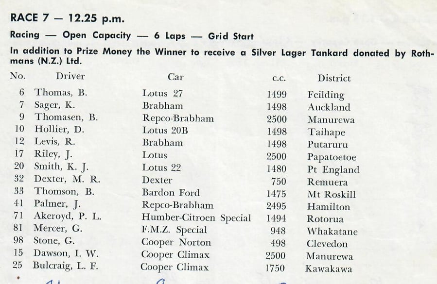 Name:  Pukekohe 1964 #37 ACC Dec 1964 Single Seater field Race 7  Graham Woods.jpg
Views: 1163
Size:  80.2 KB