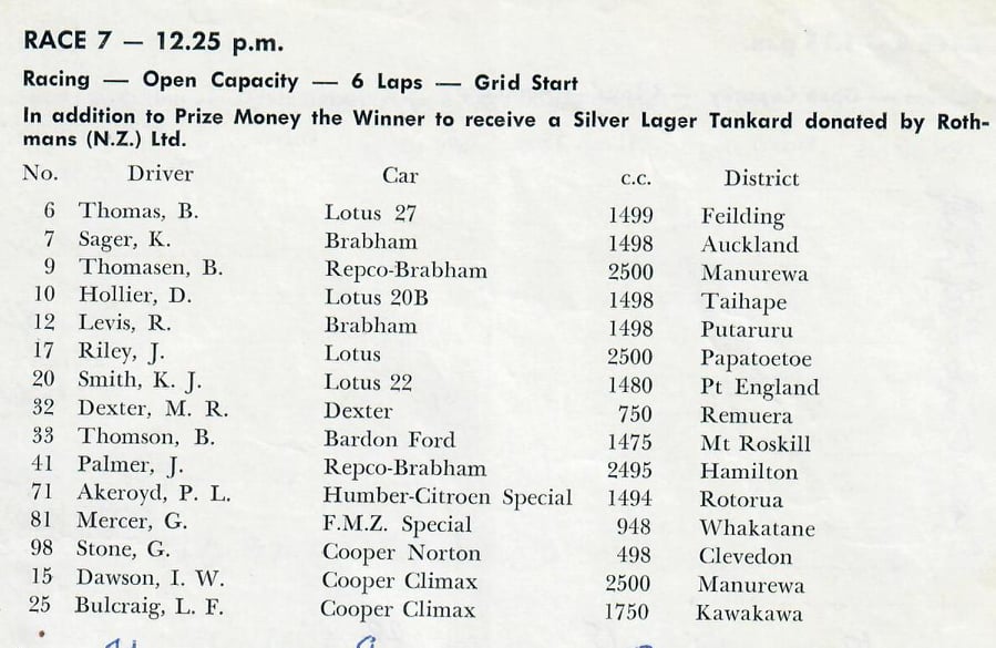 Name:  Pukekohe 1964 #37 ACC Dec 1964 Single Seater field Race 7  Graham Woods.jpg
Views: 1490
Size:  80.2 KB