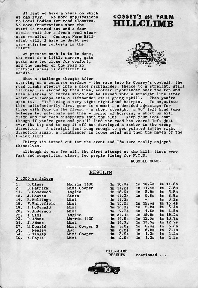 Name:  NSCC #101 A results Cosseys Farm Hillclimb Mar 1967 Club Torque P1,  Bob Homewood v2, 12346351_1.jpg
Views: 1025
Size:  160.1 KB