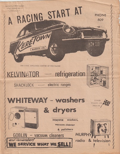Name:  Motor Racing Kerepehi #107 1966 12 Feb 1st Meeting Programme Advert Keretown Markets Ltd TVCC Jo.jpg
Views: 337
Size:  105.2 KB