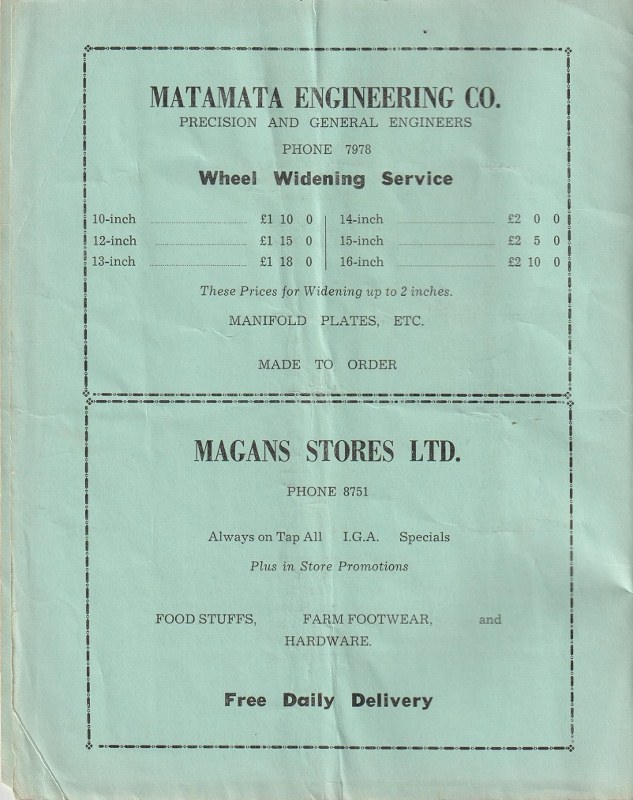 Name:  Hamilton CC 1966 #072 Waharoa Grass Track 19 Mar 1966 Programme Inside Cover WAHAROA-2 John Clim.jpg
Views: 712
Size:  124.7 KB