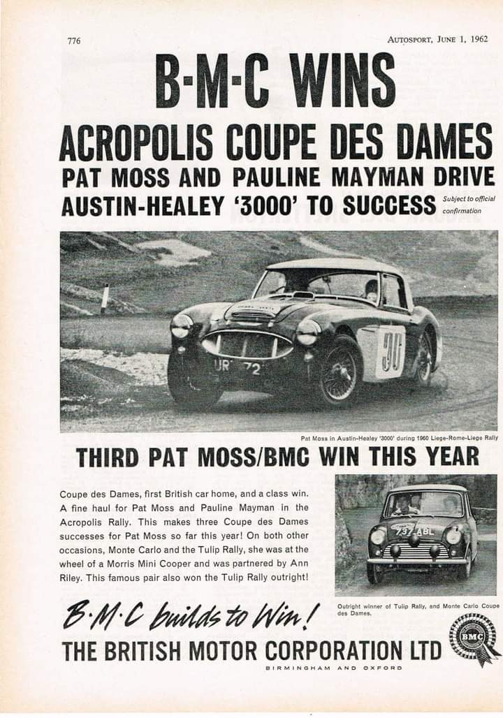 Name:  AH 3000 #1047 URX727 Works Rally Car - BMC Advert AutoSport Mag June 1 1962 Historic photo BW  A.jpg
Views: 153
Size:  103.8 KB