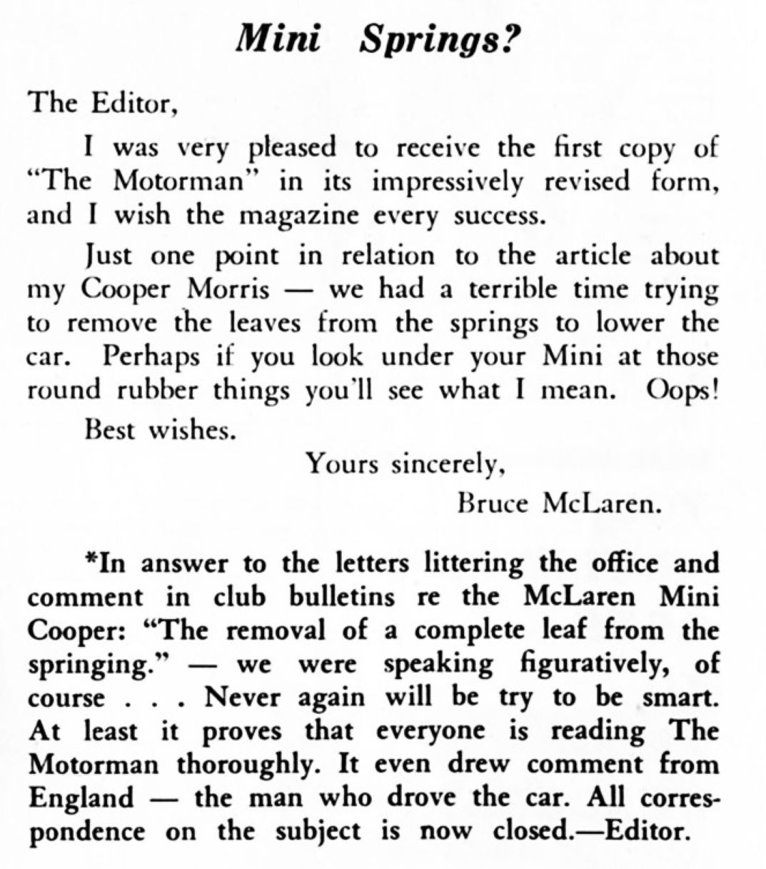 Name:  McLaren #157  Bruce McLaren Mini Cooper GP meeting 1963 Letter from Bruce McLaren Motorman 177 k.jpg
Views: 559
Size:  175.9 KB